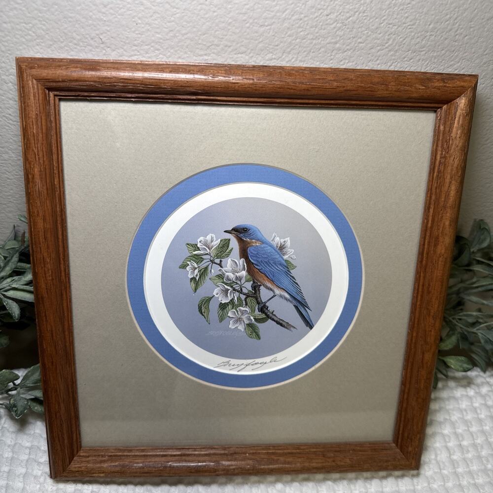 Don Breyfogle Eastern Bluebird Framed Wildlife Print 1988 9.6” x 9.4” Vintage - Picture 12 of 12